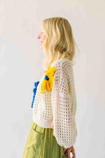 The Latisha Crochet Floral Sweater in Ivory