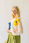 The Latisha Crochet Floral Sweater in Ivory