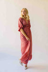 The Sutton Patterned V-Neck Maxi Dress in Mauve