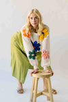 The Latisha Crochet Floral Sweater in Ivory