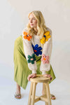 The Latisha Crochet Floral Sweater in Ivory