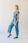 The Alexa Floral Embroidered Jumpsuit in Denim