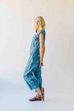 The Alexa Floral Embroidered Jumpsuit in Denim