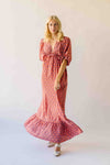The Sutton Patterned V-Neck Maxi Dress in Mauve