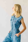 The Alexa Floral Embroidered Jumpsuit in Denim