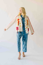 The Athena Embroidered Cardigan in Powder Cream