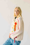The Athena Embroidered Cardigan in Powder Cream