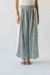 The Irena Eyelet Detail Wide Leg Pant in Green Stripe