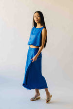 The Bronson Houndstooth Bubble Blouse in Blue