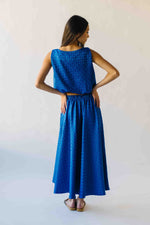 The Bronson Houndstooth Bubble Blouse in Blue