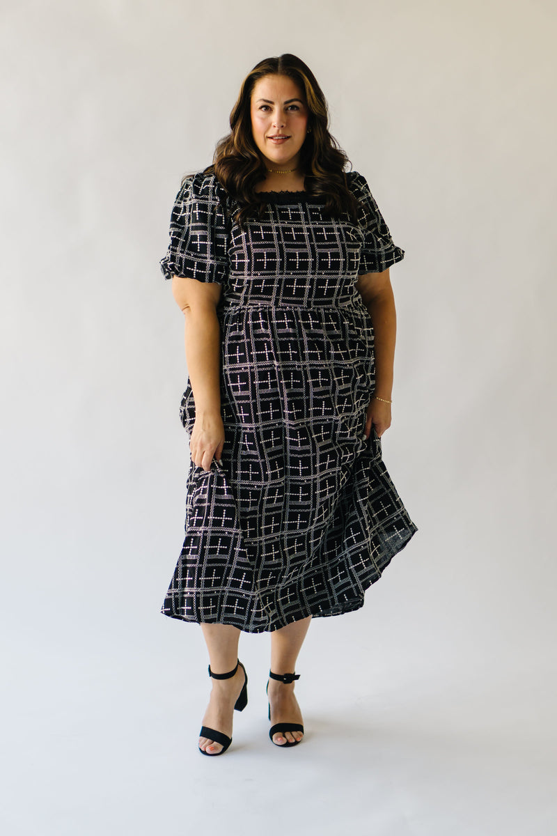 The Bednarek Patterned Midi Dress in Black