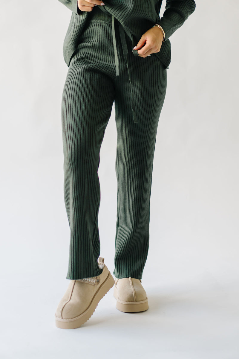 The Rory Ribbed Sweater Pant in Dark Green