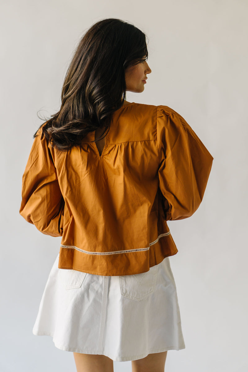 The Parrino Puff Sleeve Blouse in Camel