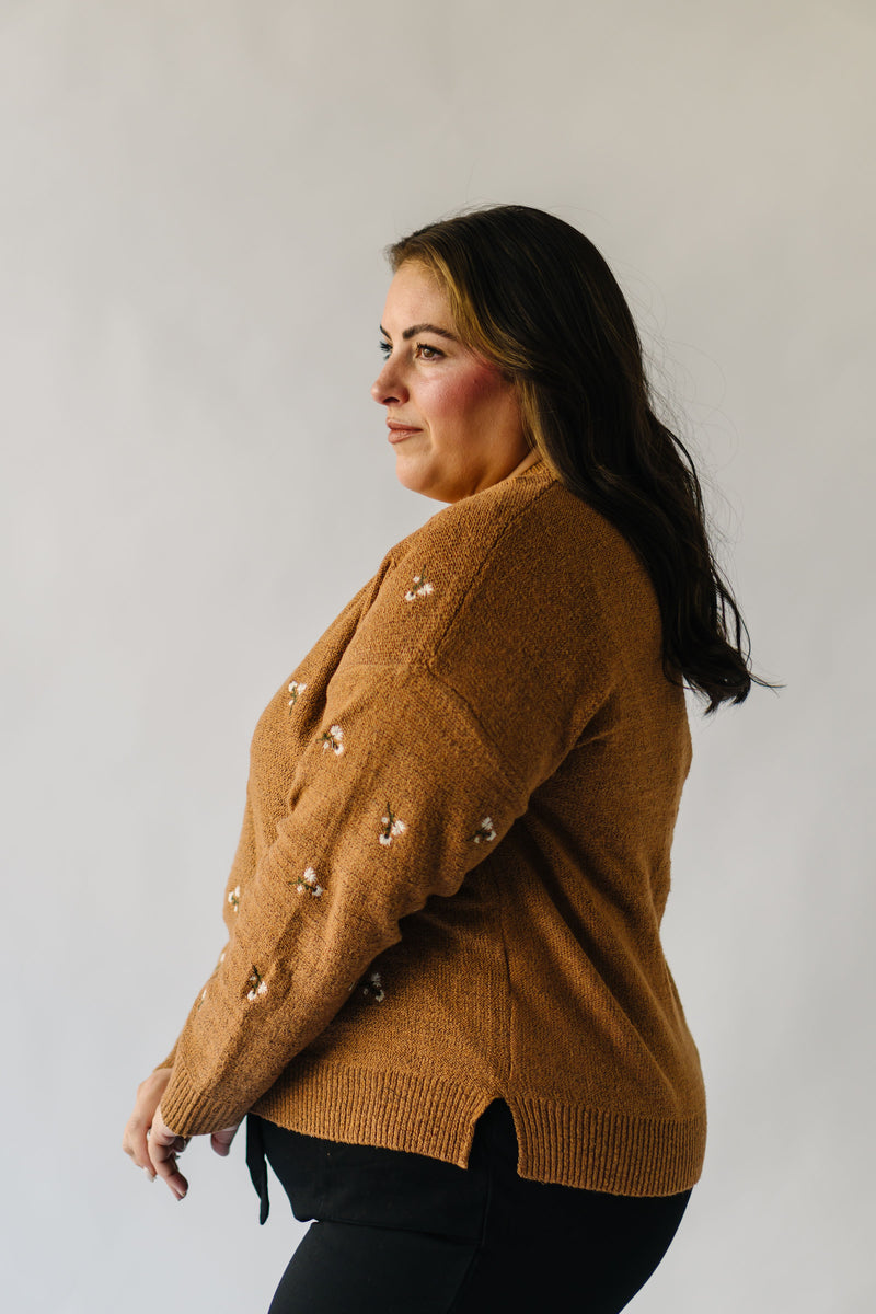 The Emberton Embroidered Detail Sweater in Brown