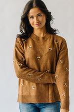 The Emberton Embroidered Detail Sweater in Brown