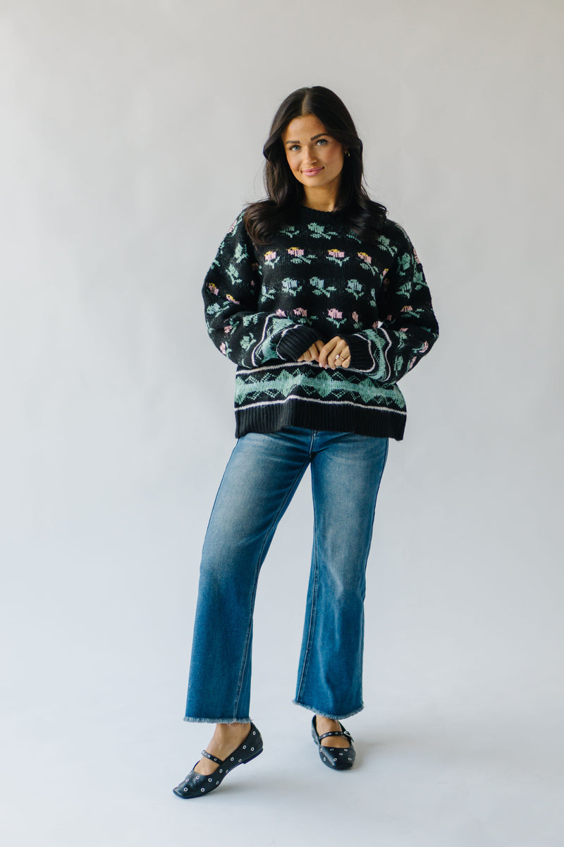 The Quinlan Floral Sweater in Midnight