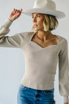 The Trammell Sweetheart Ribbed Sweater in Taupe