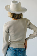 The Trammell Sweetheart Ribbed Sweater in Taupe