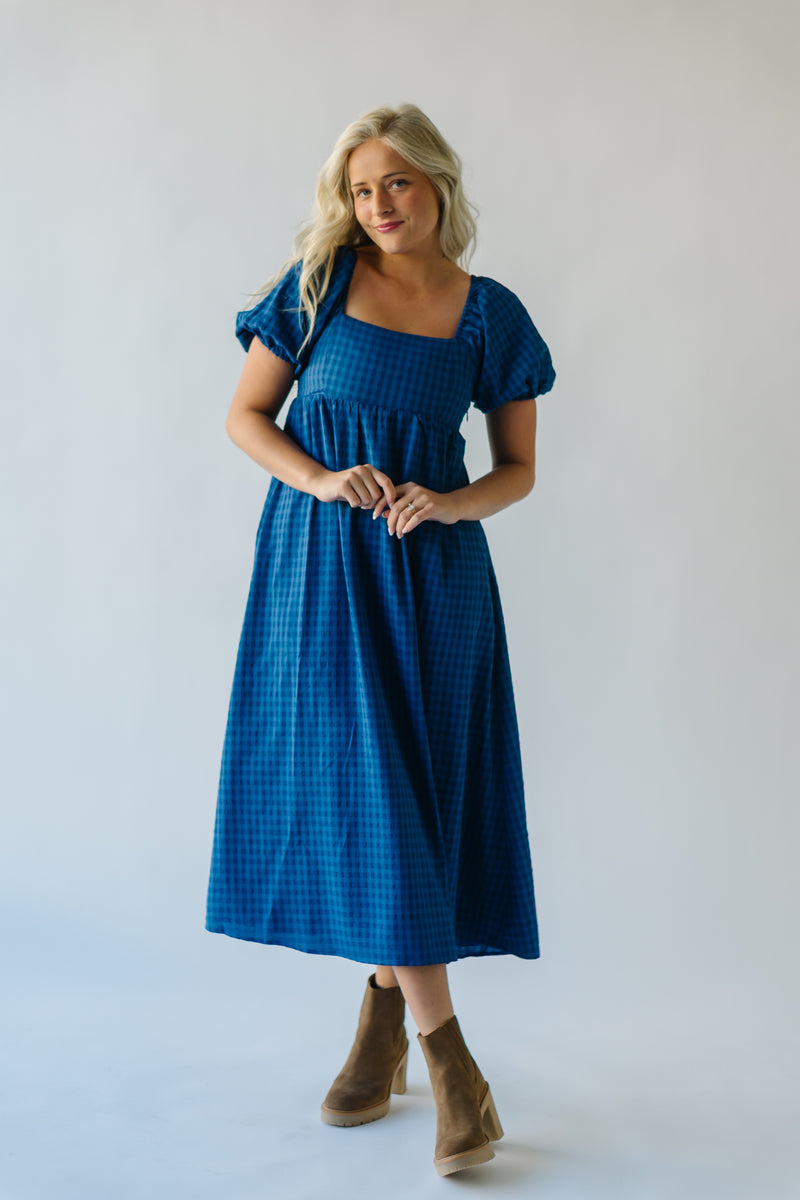 The Waverly Checkered Maxi Dress in Blue