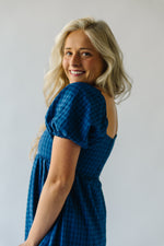 The Waverly Checkered Maxi Dress in Blue
