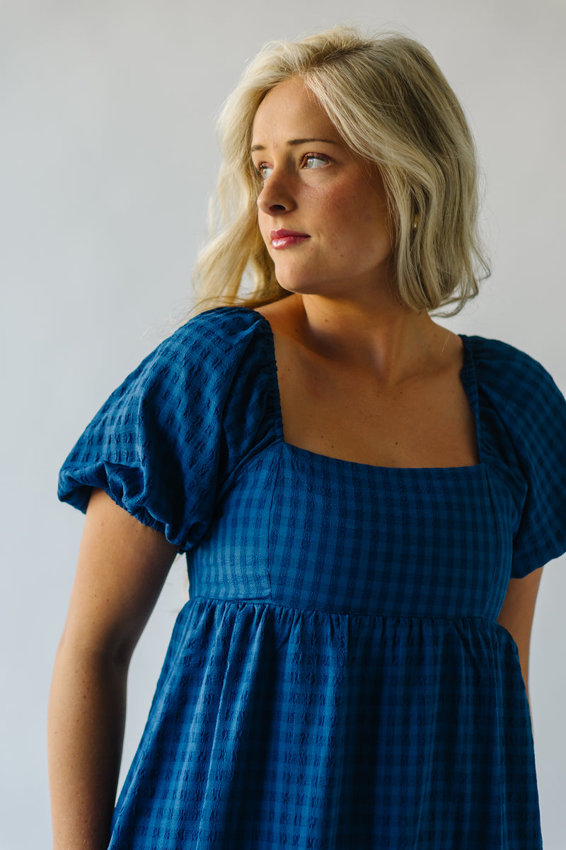 The Waverly Checkered Maxi Dress in Blue