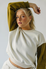 The Shannon Pocket Detail Pullover in Ivory + Olive