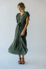 The Forsyth V-Neck Midi Dress in Olive