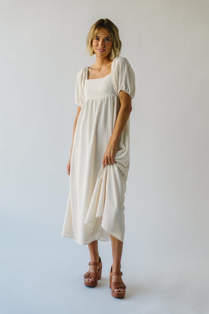 The Waverly Checkered Maxi Dress in Cream