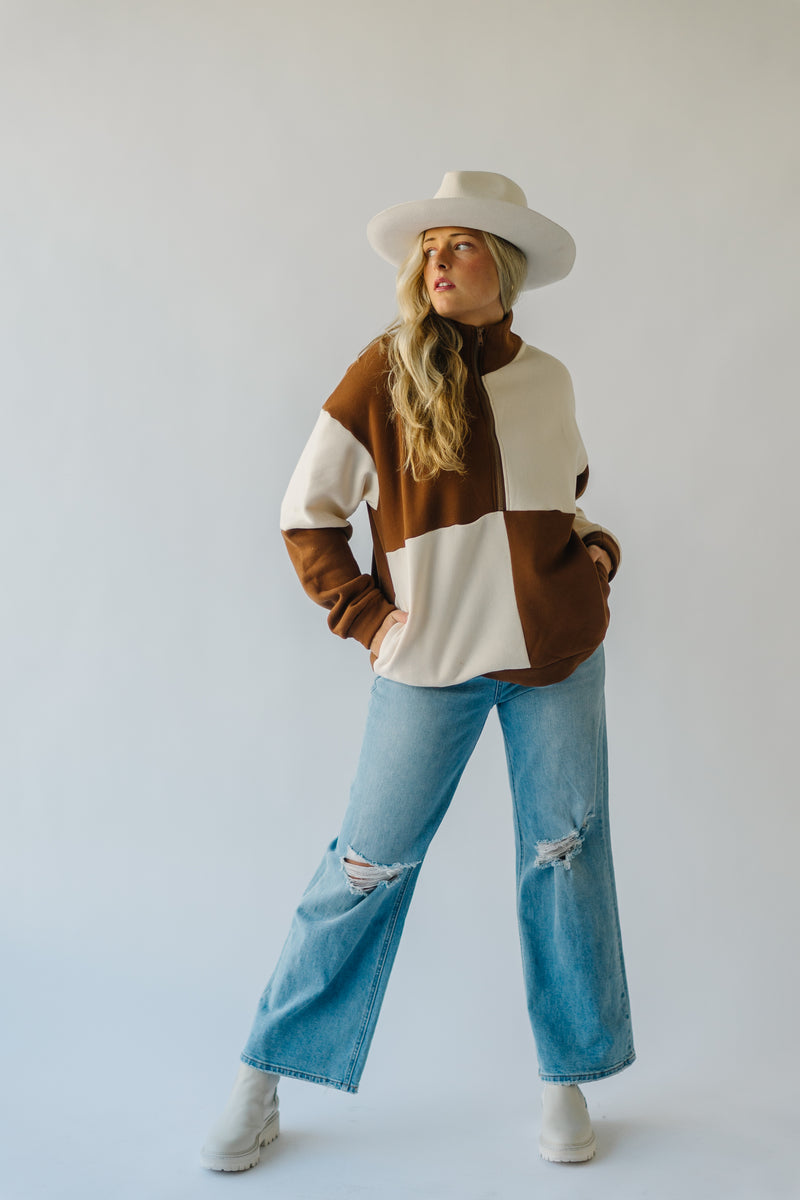 The Bowman Coloblock Pullover in Brown