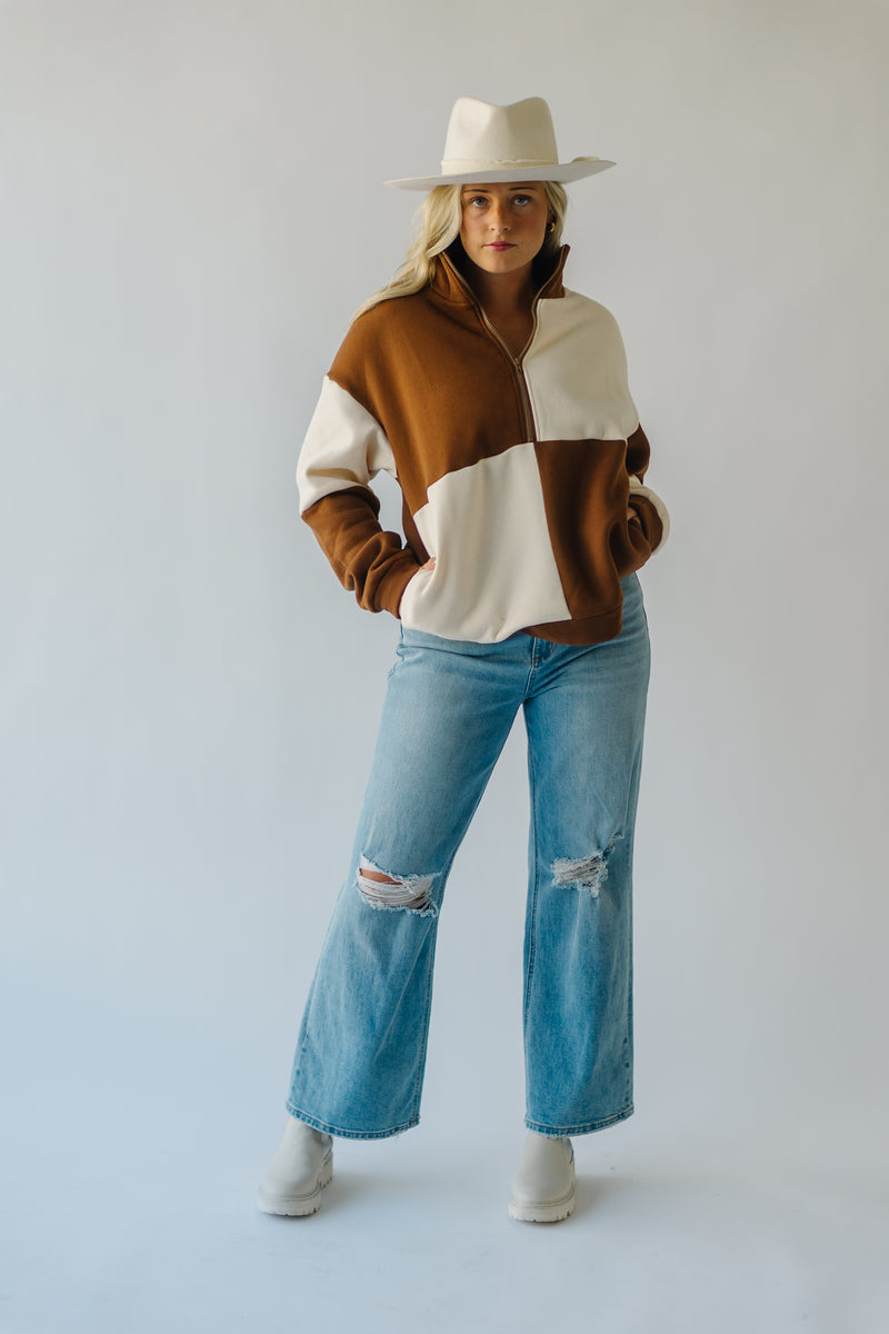 The Bowman Coloblock Pullover in Brown