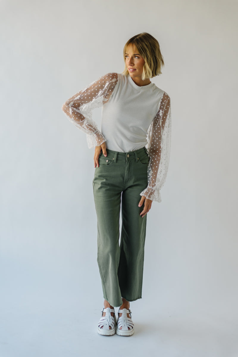 The Ricks High Rise Cropped Wide Leg Jean in Olive