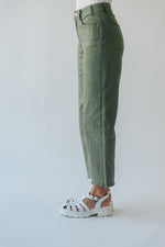 The Ricks High Rise Cropped Wide Leg Jean in Olive