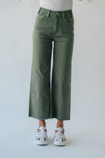 The Ricks High Rise Cropped Wide Leg Jean in Olive