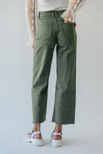 The Ricks High Rise Cropped Wide Leg Jean in Olive