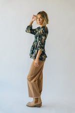 The Mableton Floral Balloon Sleeve Blouse in Navy Multi