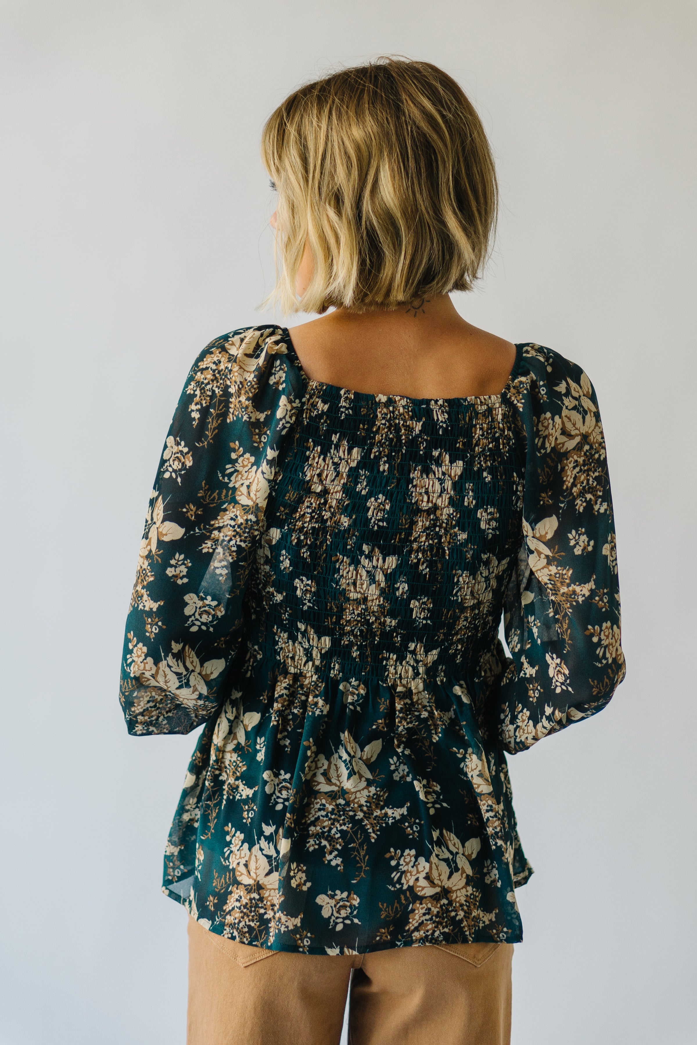 Green Floral Peasant Blouse — Daisy Clothing Boutique