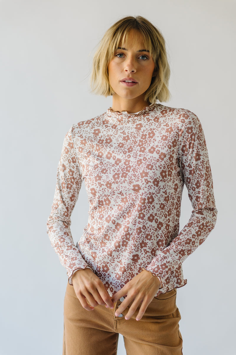 The Milner High Neck Floral Blouse in Brown