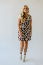 The Cordele Corduroy Floral Tank Dress in Taupe Combo