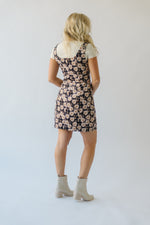 The Cordele Corduroy Floral Tank Dress in Taupe Combo