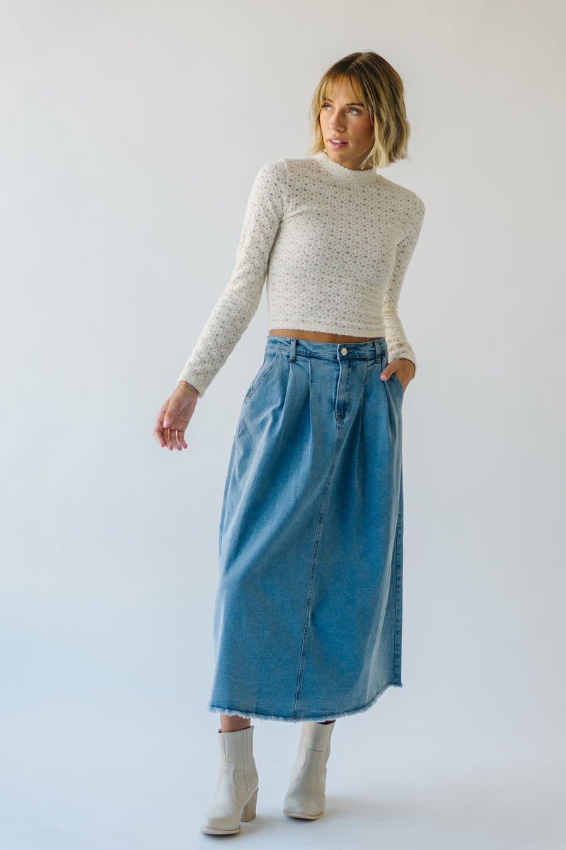 The Shellman Crochet Long Sleeve Blouse in Ivory