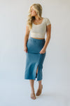 The Alpharetta Knit Skirt in Dusty Blue