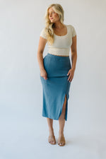 The Alpharetta Knit Skirt in Dusty Blue