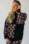 The Putney Floral Contrast Pullover in Black