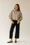 The Marla Polka Dot Peplum Blouse in Off White + Black