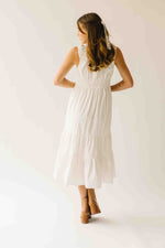 The Huntley Scoop Neck Midi Dress in Off White
