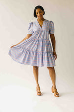 The Hannigan Ruffle Detail Dress in Blue Stripe