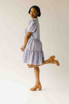 The Hannigan Ruffle Detail Dress in Blue Stripe