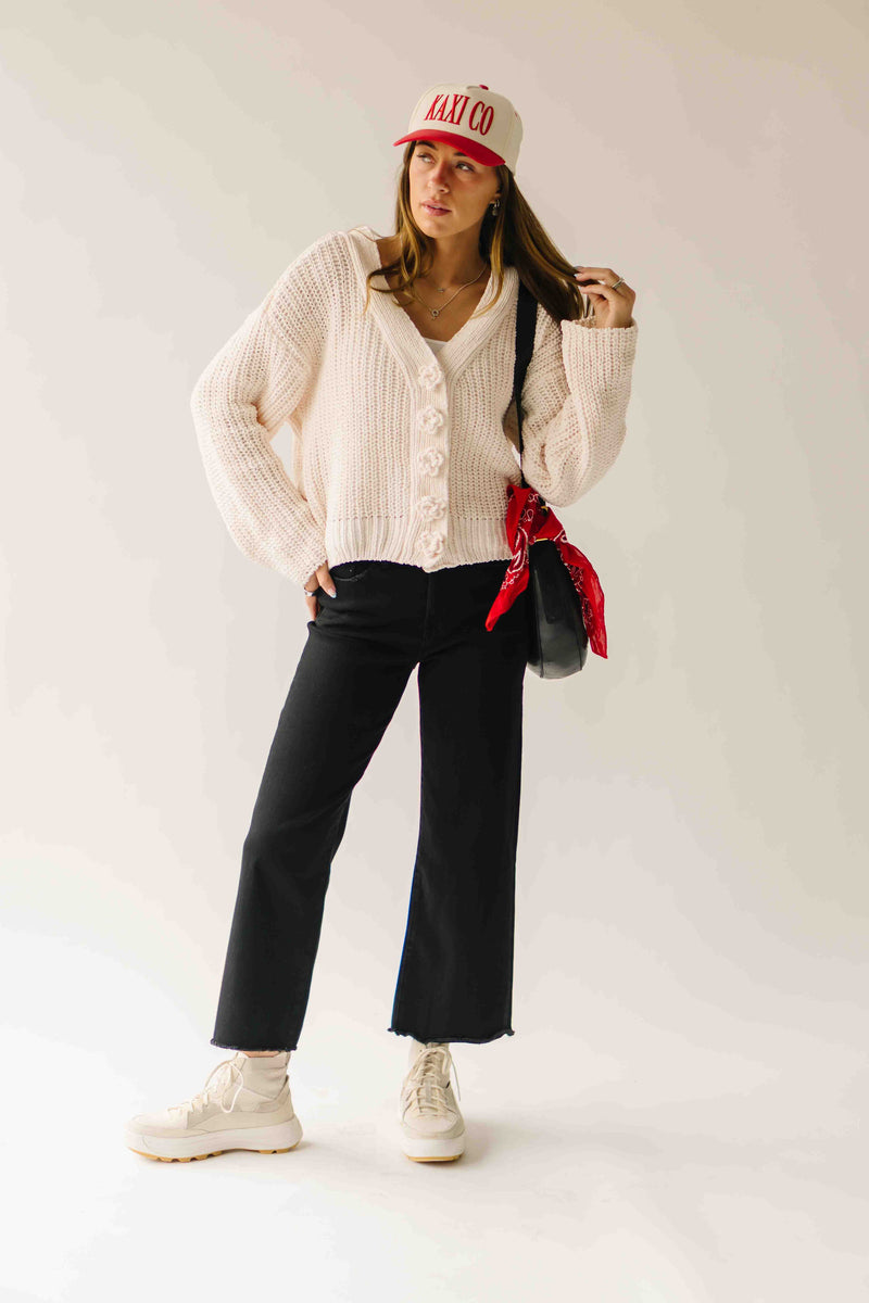 The Brandon Button-Up Cardigan in Powder Cream