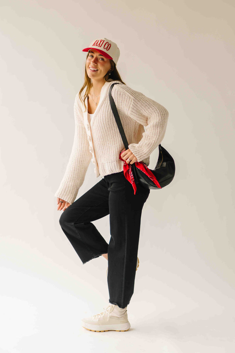 The Brandon Button-Up Cardigan in Powder Cream