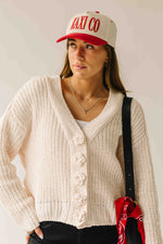 The Brandon Button-Up Cardigan in Powder Cream